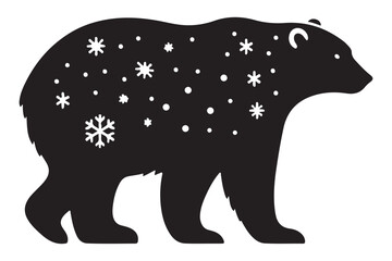 Polar Bear Silhouette with Snowflake Patterns Cute Winter Illustration