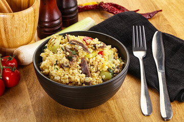 Bulgur with lamb and vegetables