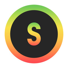 Modern Lowercase Letter s design with a red-to-green gradient border on a black background. Ideal for branding, logos, or minimalist design projects.
