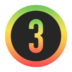 Modern Number 3 design with a red-to-green gradient border on a black background. Ideal for branding, logos, or minimalist design projects.