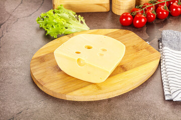Gourmet Maasdam cheese with hole