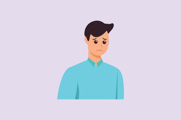 Sad man's face. Face expressions Concept. Colored flat vector illustration isolated