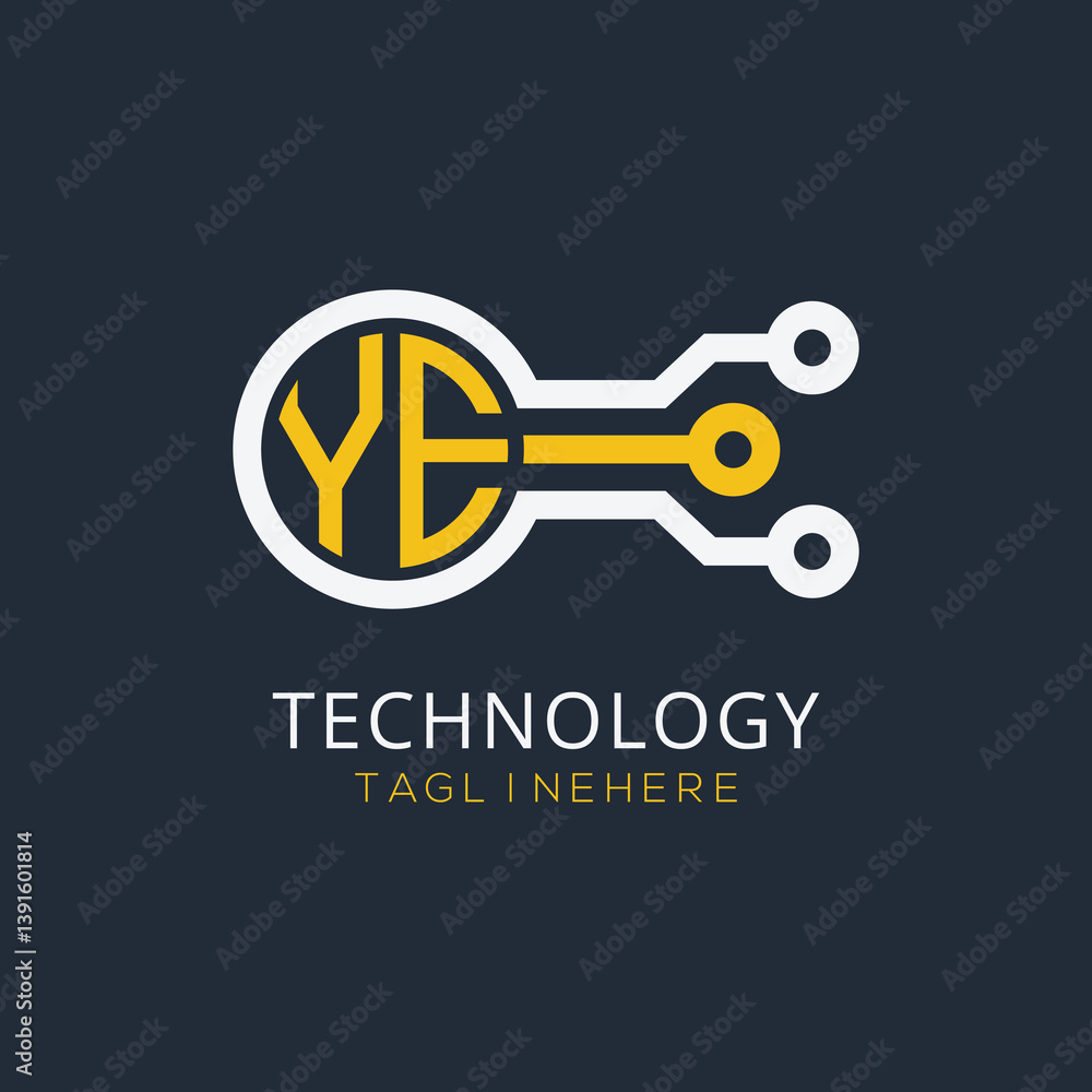 Poster initial monogram for technology logo with circle style design