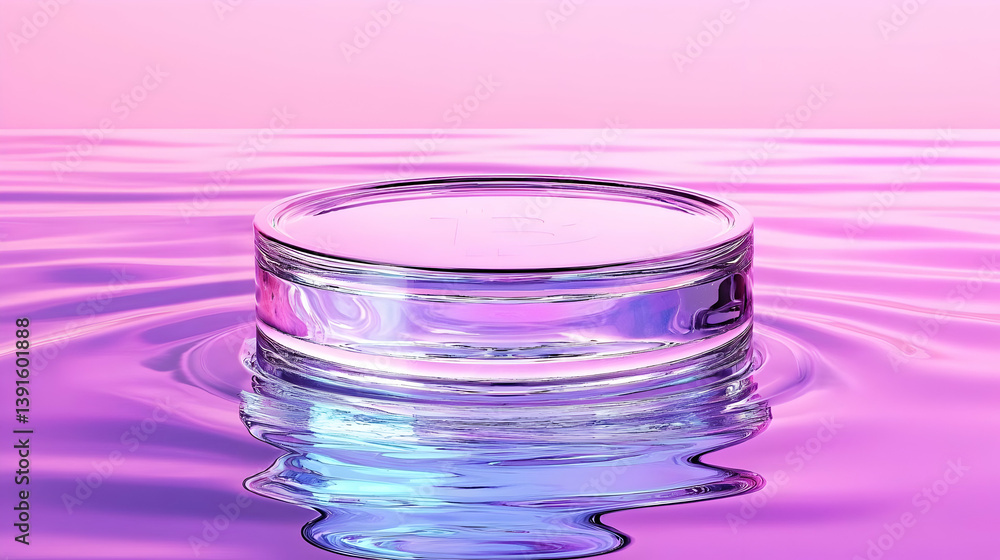Poster abstract floating discs in digital space with vibrant color gradient
