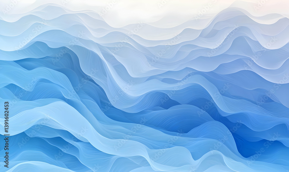 Poster abstract blue and white wavy gradient background for design projects
