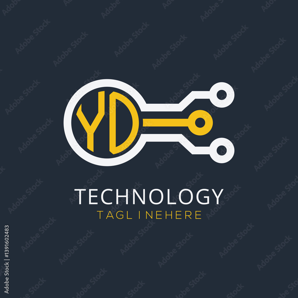 Fototapete initial monogram for technology logo with circle style design