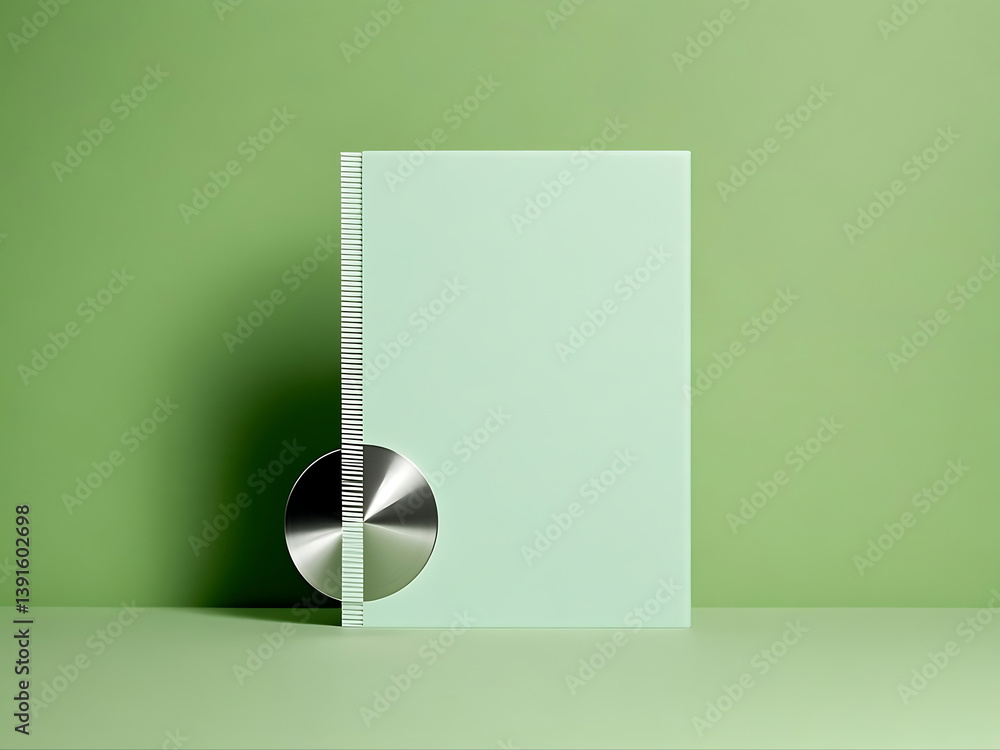 Poster soft muted pastel geometric shapes in minimalist composition with 3d abstract objects on soothing mo