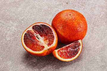 Red Sicilian orange ripe and juicy