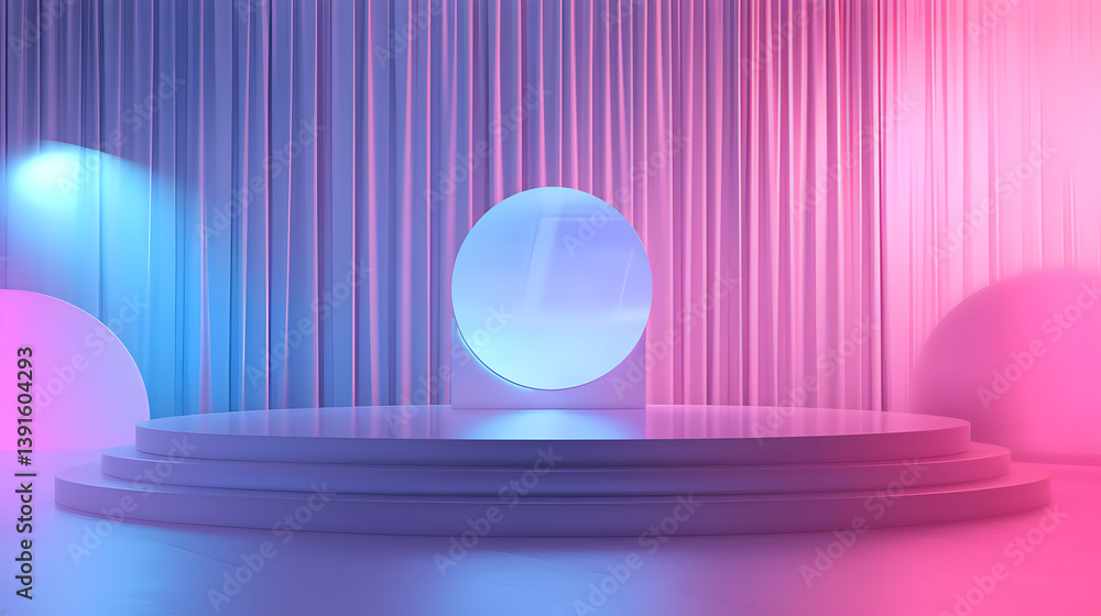 Poster dynamic stage setup for creative events studio photo background modern eye-level abstract design