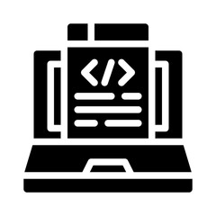 laptop code glyph icon
