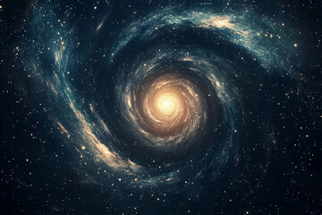 Obraz premium Galactic spiral showcasing vibrant colors and cosmic features in a star-filled universe