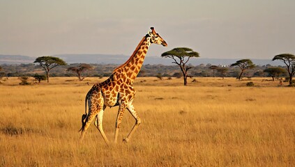 Obraz premium Giraffe striding across the savanna