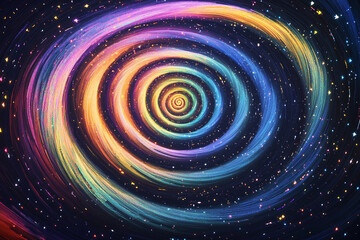 Naklejka premium Colorful swirling galaxy creating a mesmerizing vortex effect in space at night