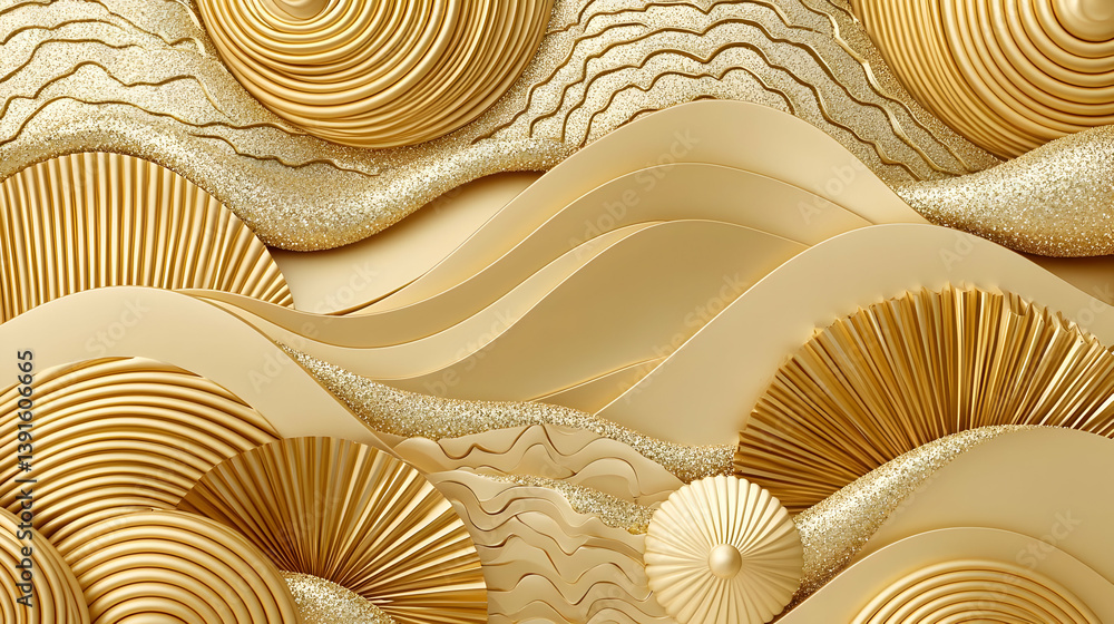 Aufkleber intricate gold circular design with rich textures and patterns