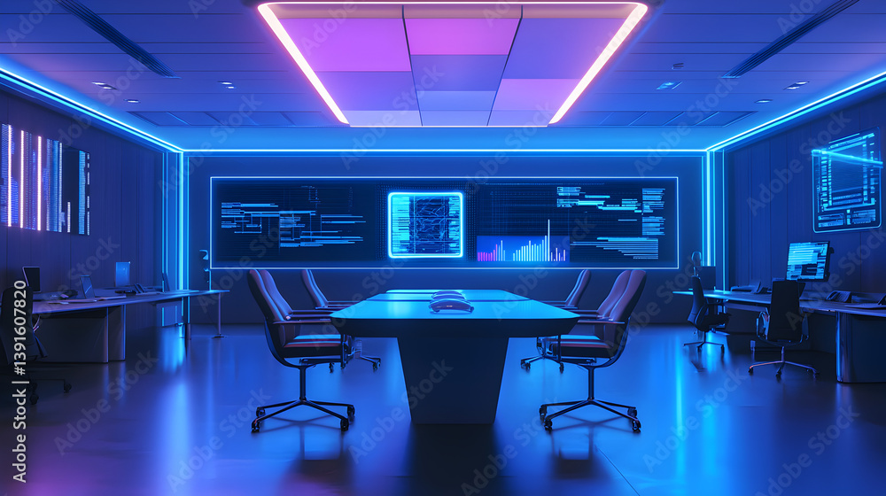 Aufkleber data analysis session in high-tech office digital workspace modern environment futuristic viewpoint