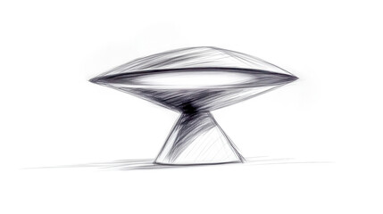 Pencil sketch of futuristic hologram lamp casting light