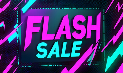 Vibrant Flash Sale Announcement with Bold Purple Text Design