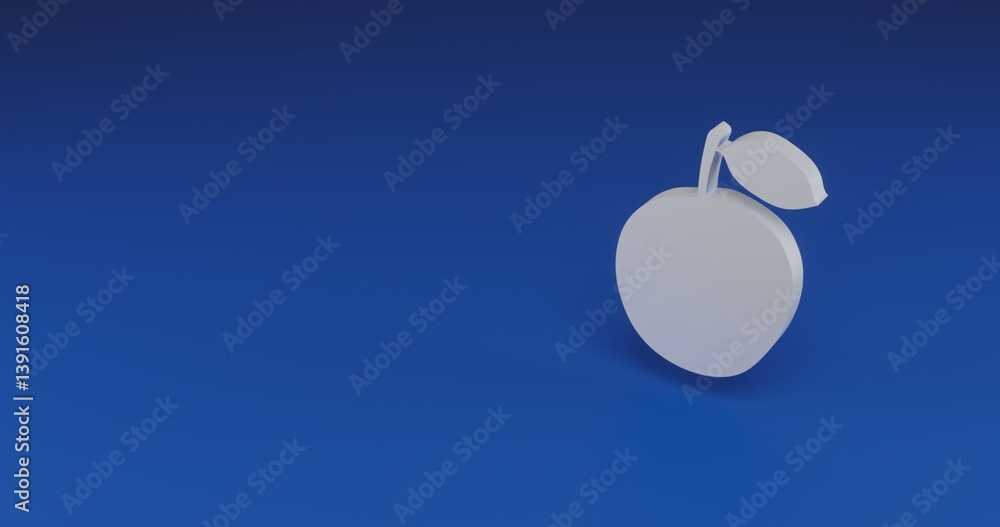 Poster isolated realistic white apple symbol with shadow. located on the right side of the scene. 3d illust