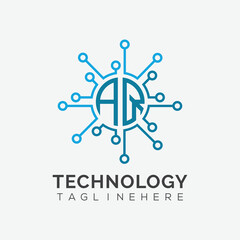 initial monogram for technology logo with circle style design