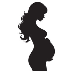 Silhouette of pregnant woman with hands on belly vector illustration