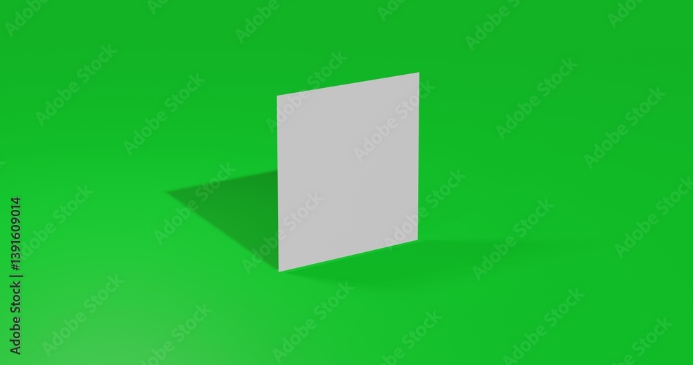 Poster isolated realistic white sheet front view with shadow. 3d illustration on green chroma key backgroun