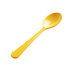 A 3D render of a metal spoon with a deep bowl and curved handle, shown in a minimal design and isolated on a dark background for emphasis and visual clarity