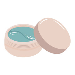 Hydrogel eye patches in box. Makeup cosmetic product. Cartoon flat illustration.