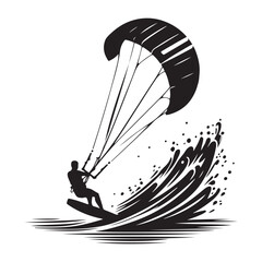Kitesurfing extreme water sport adventure for adrenaline seekers vector illustration