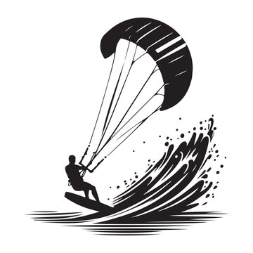Kitesurfing extreme water sport adventure for adrenaline seekers vector illustration