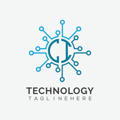 initial monogram for technology logo with circle style design