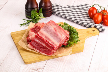 Raw beef rib for cooking