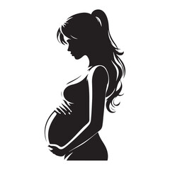 Silhouette Artwork Expectant Mother Embracing Future Joy and Family Love