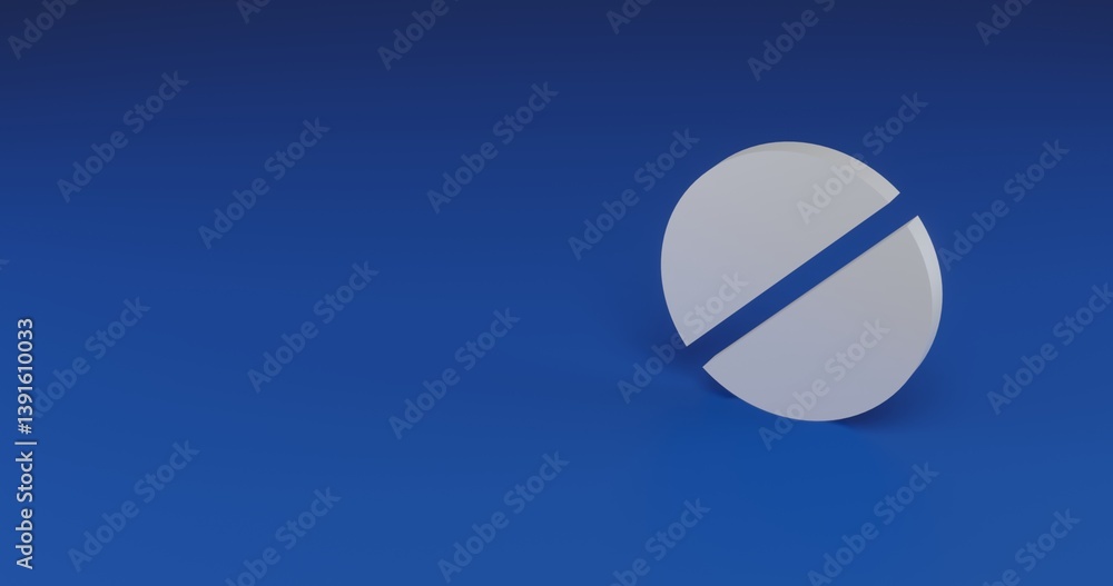 Poster isolated realistic white pill symbol with shadow. located on the right side of the scene. 3d illustr