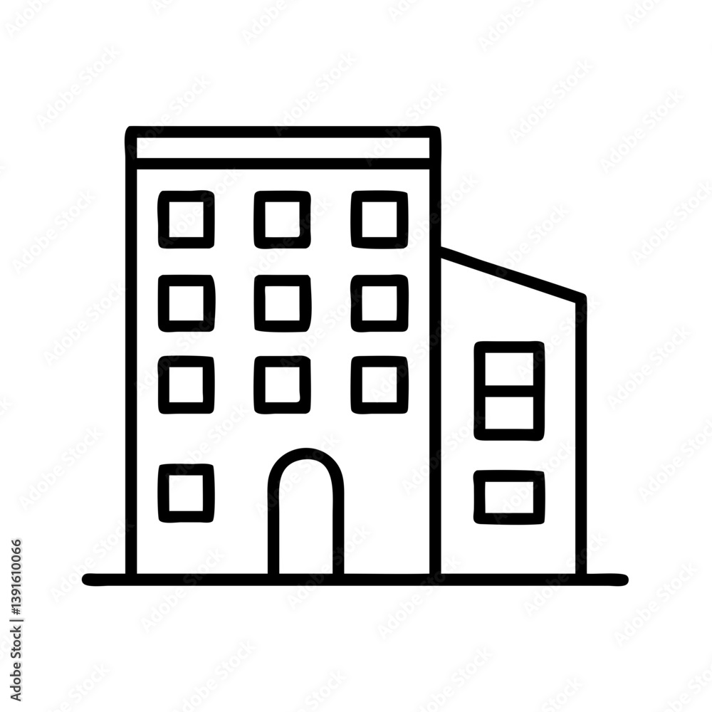 Poster building architecture outline vector illustration for real estate and construction projects design