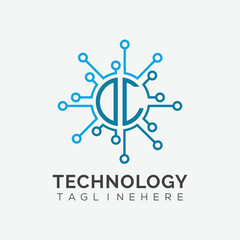 initial monogram for technology logo with circle style design