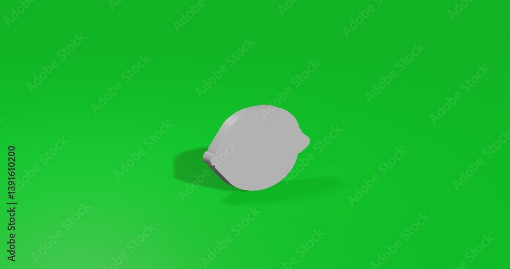 Poster isolated realistic white lemon symbol front view with shadow. 3d illustration on green chroma key ba