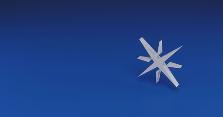 Isolated realistic white star symbol with shadow. Located on the right side of the scene. 3d illustration on transparent background