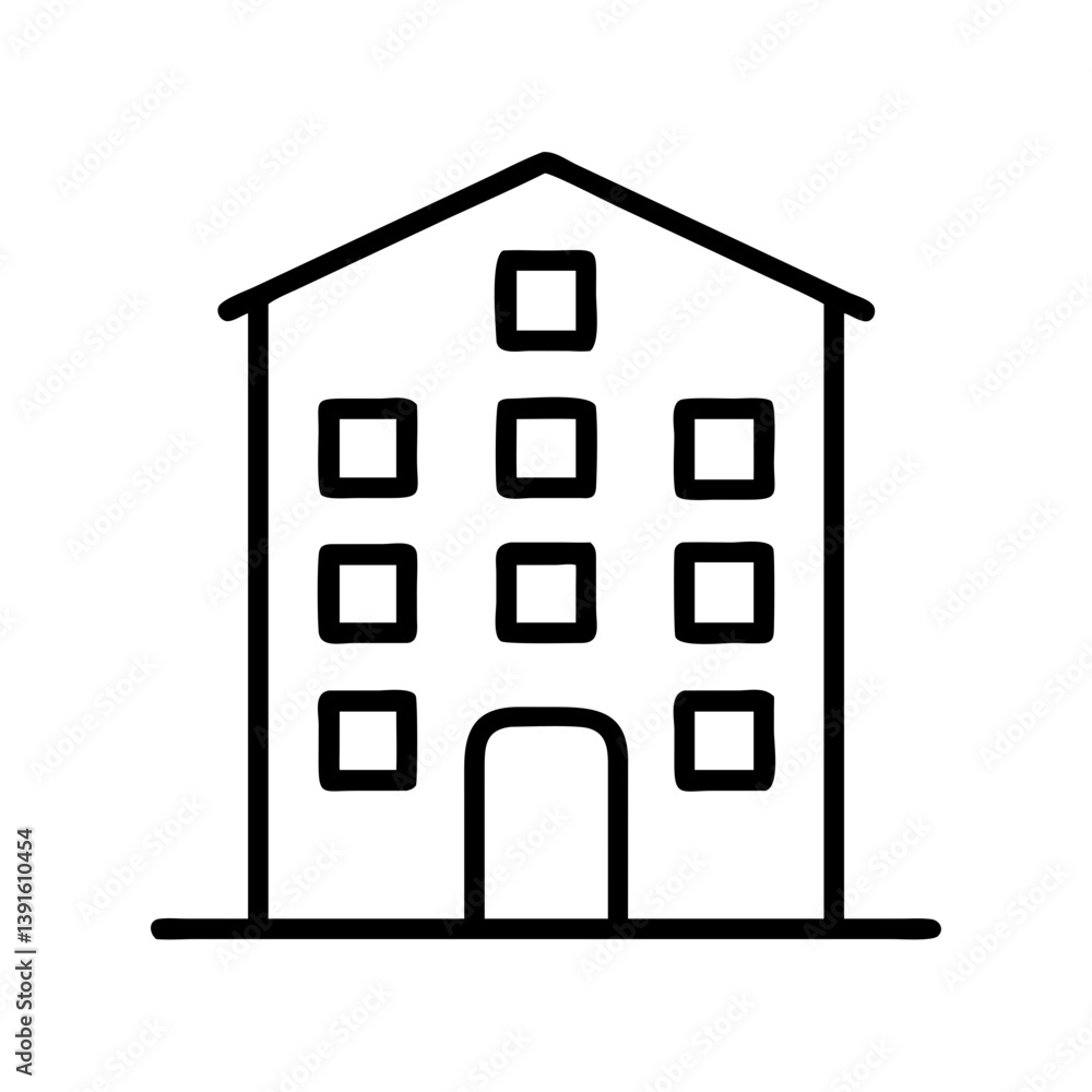 Poster building outline vector icon illustration of apartment building architecture design and real estate 