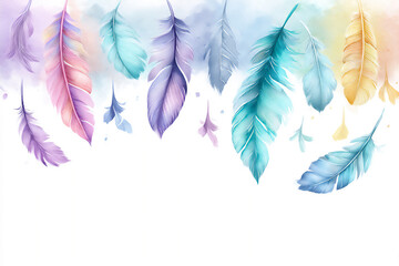  pastel watercolor feathers,