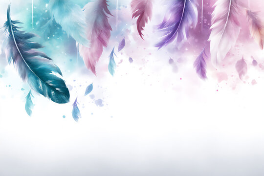  pastel watercolor feathers,