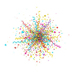 Naklejka premium Colorful Confetti Burst: Party Background Texture