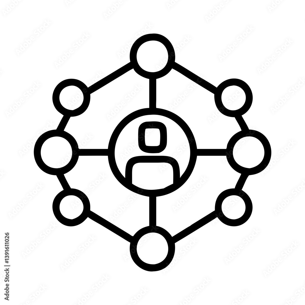 Poster person network connection icon for social media and business networking concept vector illustration