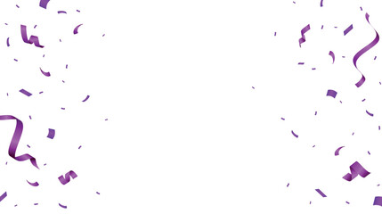 Purple confetti isolated on white background. Festive confetti decoration element. Falling ribbon design template. Vector illustration