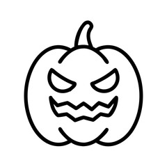 Halloween pumpkin jack o lantern spooky face outline vector illustration for halloween designs and crafts