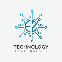 Fototapeta premium initial monogram for technology logo with circle style design