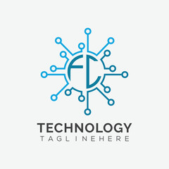 Obraz premium initial monogram for technology logo with circle style design