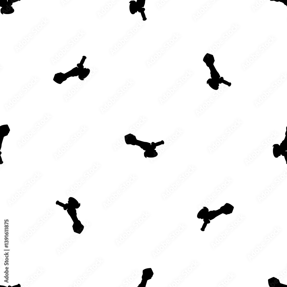Poster seamless pattern of repeated black cordless angle grinder symbols. elements are evenly spaced and so