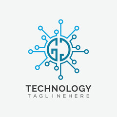 initial monogram for technology logo with circle style design