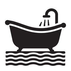 Vintage Bathtub Silhouette Vector Graphic Relaxing Bubble Bath Time