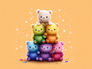  playful gummy bear pile,